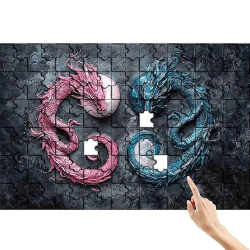 Puzzle 500 Teile Drachen, Cool Puzzle Erwachsene, Lernspiele für Ganze Familie, Unmögliche Herausfordern Spielzeug, Bunter Spaß Set mit Box für Room Wall Decor Kreative Geschenke für Frauen P-7 von Feionnug