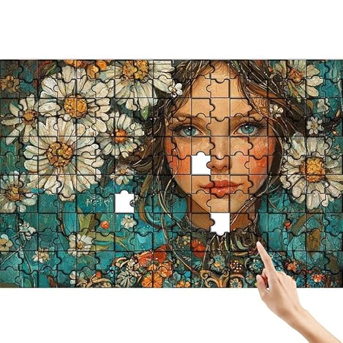 Puzzle 500 Teile Gänseblümchen, Frau Puzzle Erwachsene, Lernspiele für Ganze Familie, Unmögliche Herausfordern Spielzeug, Bunter Legespiel Spaß Set mit Box für Room Wall Decor Geschenke für Frauen V-4 von Feionnug