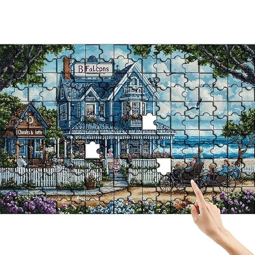 Puzzle 500 Teile Haus, Wolke Puzzle Erwachsene, Lernspiele für Ganze Familie, Unmögliche Herausfordern Spielzeug Set, Bunter Spaß Set mit Box für Room Wall Decor Kreative Geschenke für Frauen K-9 von Feionnug