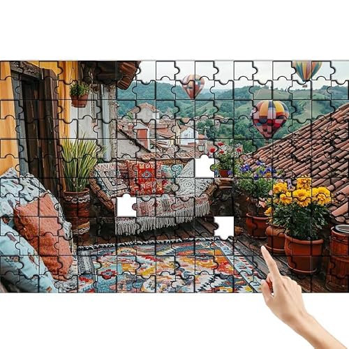 Puzzle 500 Teile Heißluftballon, Landschaft Puzzle Erwachsene, Lernspiele für Ganze Familie, Unmögliche Herausfordern Spielzeug, Bunter Spaß Set mit Box für Room Wall Decor Geschenke für Frauen Q-1 von Feionnug