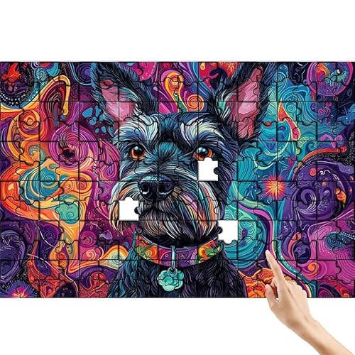 Puzzle 500 Teile Hund, Abstrakt Puzzle Erwachsene, Lernspiele für Ganze Familie, Unmögliche Herausfordern Spielzeug, Bunter Spaß Set mit Box für Room Wall Decor Kreative Geschenke für Frauen Y-3 von Feionnug