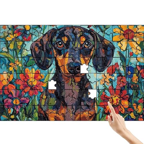 Puzzle 500 Teile Hund, Blume Puzzle Erwachsene, Lernspiele für Ganze Familie, Unmögliche Herausfordern Spielzeug Set, Bunter Spaß Set mit Box für Room Wall Decor Kreative Geschenke für Frauen A-5 von Feionnug