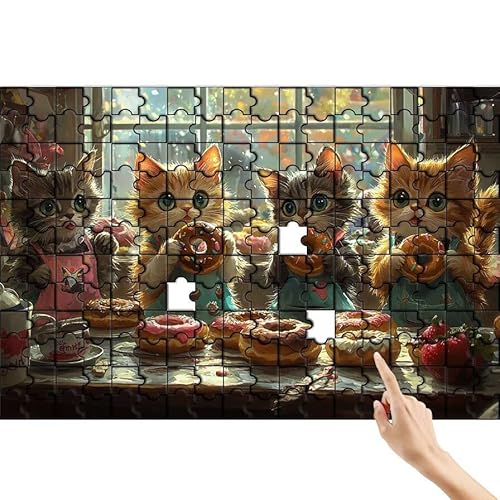 Puzzle 500 Teile Katze, Krapfen Puzzle Erwachsene, Lernspiele für Ganze Familie, Unmögliche Herausfordern Spielzeug, Bunter Spaß Set mit Box für Room Wall Decor Kreative Geschenke für Frauen E-8 von Feionnug