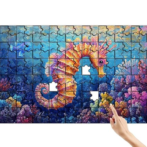 Puzzle 500 Teile Koralle, Seepferdchen Puzzle Erwachsene, Lernspiele für Ganze Familie, Unmögliche Herausfordern Spielzeug, Bunter Spaß Set mit Box für Room Wall Decor Geschenke für Frauen B-4 von Feionnug
