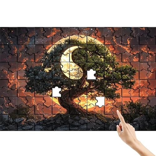 Puzzle 500 Teile Mond, Baum Puzzle Erwachsene, Lernspiele für Ganze Familie, Unmögliche Herausfordern Spielzeug Set, Bunter Spaß Set mit Box für Room Wall Decor Kreative Geschenke für Frauen H-9 von Feionnug