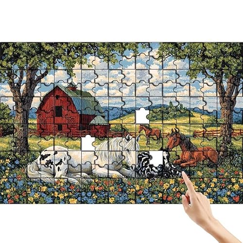 Puzzle 500 Teile Pferd, Bauernhof Puzzle Erwachsene, Lernspiele für Ganze Familie, Unmögliche Herausfordern Spielzeug, Bunter Legespiel Spaß Set mit Box für Room Wall Decor Geschenke für Frauen T-0 von Feionnug
