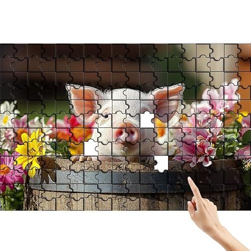 Puzzle 500 Teile Schwein, Blume Puzzle Erwachsene, Lernspiele für Ganze Familie, Unmögliche Herausfordern Spielzeug, Bunter Spaß Set mit Box für Room Wall Decor Kreative Geschenke für Frauen E-3 von Feionnug