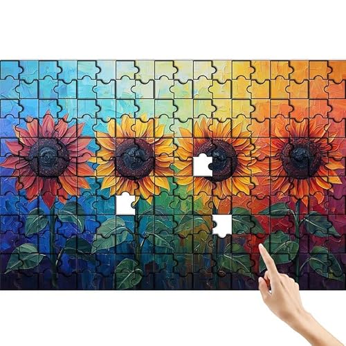 Puzzle 500 Teile Sonnenblume, Bunt Puzzle Erwachsene, Lernspiele für Ganze Familie, Unmögliche Herausfordern Spielzeug, Bunter Legespiel Spaß Set mit Box für Room Wall Decor Geschenke für Frauen E-8 von Feionnug