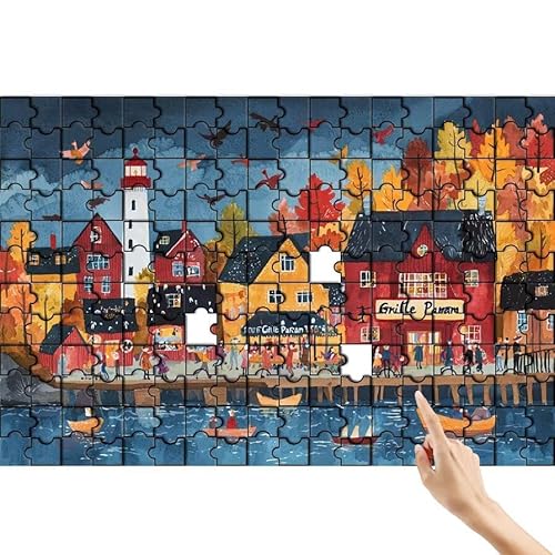 Puzzle 500 Teile Stadt, Baum Puzzle Erwachsene, Lernspiele für Ganze Familie, Unmögliche Herausfordern Spielzeug Set, Bunter Spaß Set mit Box für Room Wall Decor Kreative Geschenke für Frauen T-2 von Feionnug