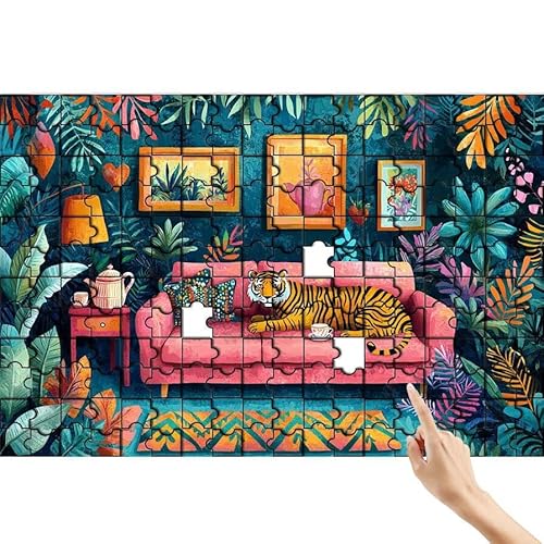 Puzzle 500 Teile Tiger, Zimmer Puzzle Erwachsene, Lernspiele für Ganze Familie, Unmögliche Herausfordern Spielzeug, Bunter Spaß Set mit Box für Room Wall Decor Kreative Geschenke für Frauen E-4 von Feionnug