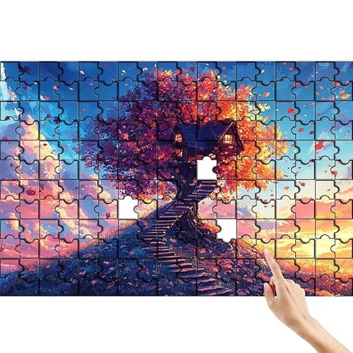 Puzzle 90 Teile Baum, Berg Puzzle Erwachsene, Lernspiele für Ganze Familie, Unmögliche Herausfordern Spielzeug Set, Bunter Spaß Set mit Box für Room Wall Decor Kreative Geschenke für Frauen Z-1 von Feionnug