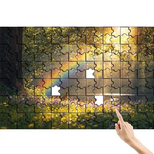 Puzzle 90 Teile Baum, Regenbogen Puzzle Erwachsene, Lernspiele für Ganze Familie, Unmögliche Herausfordern Spielzeug, Bunter Spaß Set mit Box für Room Wall Decor Kreative Geschenke für Frauen B-6 von Feionnug