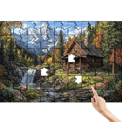 Puzzle 90 Teile Berg, Baum Puzzle Erwachsene, Lernspiele für Ganze Familie, Unmögliche Herausfordern Spielzeug Set, Bunter Spaß Set mit Box für Room Wall Decor Kreative Geschenke für Frauen M-8 von Feionnug