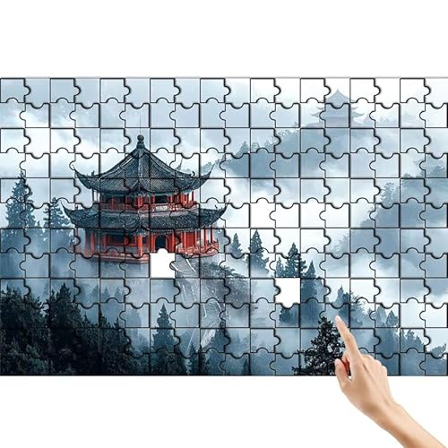 Puzzle 90 Teile Berg, Nebel Puzzle Erwachsene, Lernspiele für Ganze Familie, Unmögliche Herausfordern Spielzeug Set, Bunter Spaß Set mit Box für Room Wall Decor Kreative Geschenke für Frauen G-0 von Feionnug