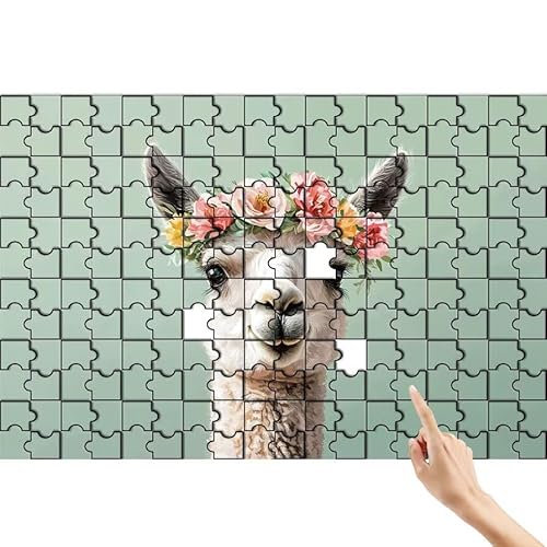 Puzzle 90 Teile Blume, Alpaka Puzzle Erwachsene, Lernspiele für Ganze Familie, Unmögliche Herausfordern Spielzeug, Bunter Spaß Set mit Box für Room Wall Decor Kreative Geschenke für Frauen J-6 von Feionnug