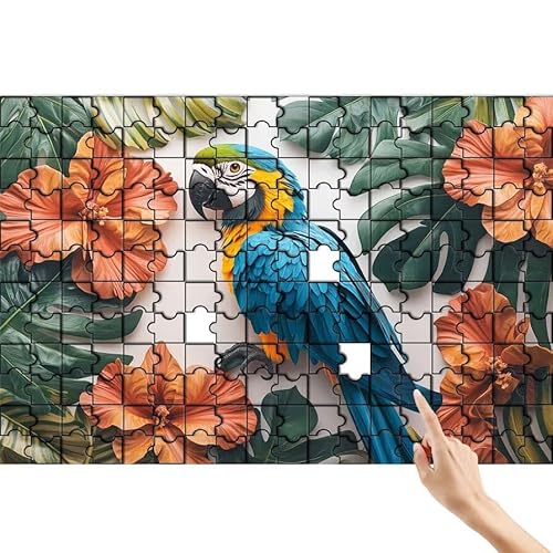 Puzzle 90 Teile Blume, Papagei Puzzle Erwachsene, Lernspiele für Ganze Familie, Unmögliche Herausfordern Spielzeug, Bunter Spaß Set mit Box für Room Wall Decor Kreative Geschenke für Frauen Z-5 von Feionnug