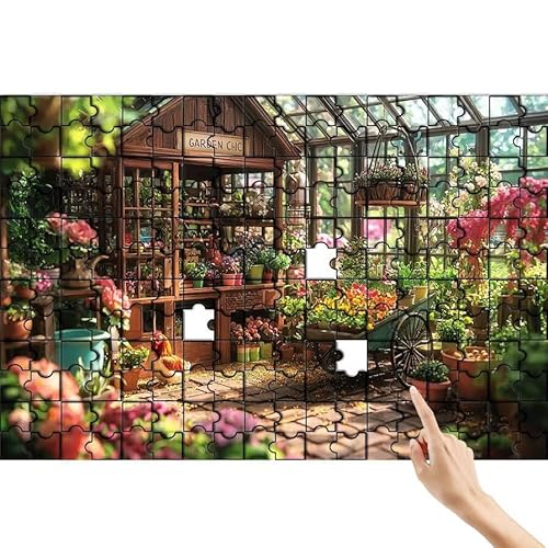 Puzzle 90 Teile Blumenzimmer, Huhn Puzzle Erwachsene, Lernspiele für Ganze Familie, Unmögliche Herausfordern Spielzeug, Bunter Legespiel Spaß Set mit Box für Room Wall Decor Geschenke für Frauen N-9 von Feionnug
