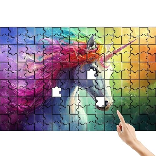 Puzzle 90 Teile Einhorn, Bunt Puzzle Erwachsene, Lernspiele für Ganze Familie, Unmögliche Herausfordern Spielzeug, Bunter Spaß Set mit Box für Room Wall Decor Kreative Geschenke für Frauen T-4 von Feionnug