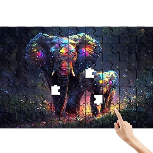 Puzzle 90 Teile Elefant, Tier Puzzle Erwachsene, Lernspiele für Ganze Familie, Unmögliche Herausfordern Spielzeug, Bunter Spaß Set mit Box für Room Wall Decor Kreative Geschenke für Frauen G-6 von Feionnug