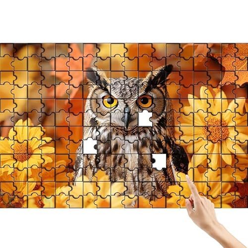 Puzzle 90 Teile Eule, Blume Puzzle Erwachsene, Lernspiele für Ganze Familie, Unmögliche Herausfordern Spielzeug Set, Bunter Spaß Set mit Box für Room Wall Decor Kreative Geschenke für Frauen J-1 von Feionnug