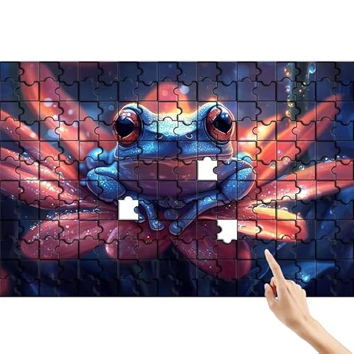 Puzzle 90 Teile Frosch, Tier Puzzle Erwachsene, Lernspiele für Ganze Familie, Unmögliche Herausfordern Spielzeug Set, Bunter Spaß Set mit Box für Room Wall Decor Kreative Geschenke für Frauen X-1 von Feionnug