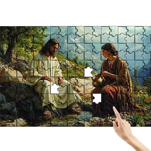 Puzzle 90 Teile Jesus, Landschaft Puzzle Erwachsene, Lernspiele für Ganze Familie, Unmögliche Herausfordern Spielzeug, Bunter Legespiel Spaß Set mit Box für Room Wall Decor Geschenke für Frauen P-7 von Feionnug