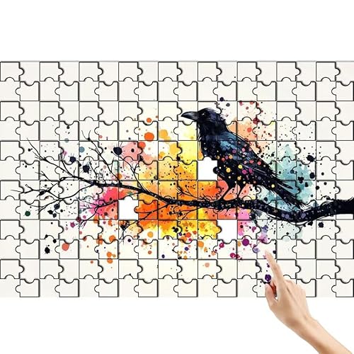Puzzle 90 Teile Krähe, Tier Puzzle Erwachsene, Lernspiele für Ganze Familie, Unmögliche Herausfordern Spielzeug Set, Bunter Spaß Set mit Box für Room Wall Decor Kreative Geschenke für Frauen B-3 von Feionnug