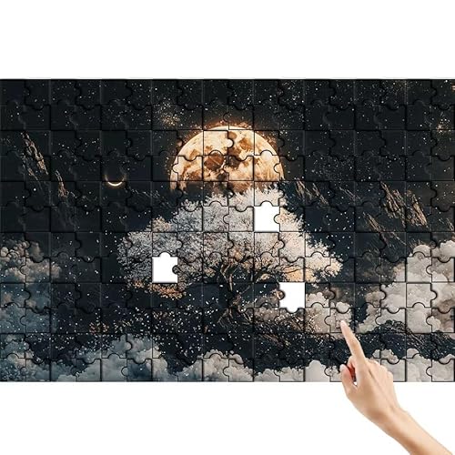 Puzzle 90 Teile Mond, Baum Puzzle Erwachsene, Lernspiele für Ganze Familie, Unmögliche Herausfordern Spielzeug Set, Bunter Spaß Set mit Box für Room Wall Decor Kreative Geschenke für Frauen U-1 von Feionnug