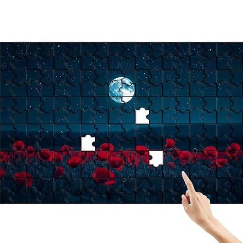 Puzzle 90 Teile Mond, Mohn Puzzle Erwachsene, Lernspiele für Ganze Familie, Unmögliche Herausfordern Spielzeug Set, Bunter Spaß Set mit Box für Room Wall Decor Kreative Geschenke für Frauen W-4 von Feionnug
