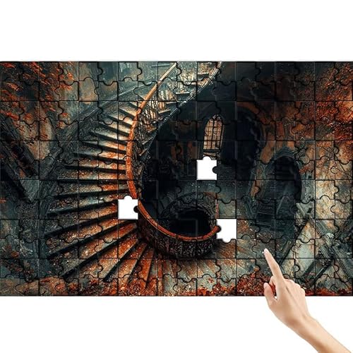 Puzzle 90 Teile Retro, Treppe Puzzle Erwachsene, Lernspiele für Ganze Familie, Unmögliche Herausfordern Spielzeug, Bunter Spaß Set mit Box für Room Wall Decor Kreative Geschenke für Frauen D-4 von Feionnug