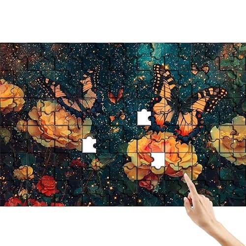 Puzzle 90 Teile Schmetterling, Rose Puzzle Erwachsene, Lernspiele für Ganze Familie, Unmögliche Herausfordern Spielzeug, Bunter Legespiel Spaß Set mit Box für Room Wall Decor Geschenke für Frauen M-5 von Feionnug