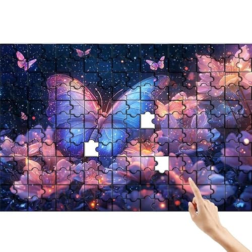 Puzzle 90 Teile Schmetterling, Traum Puzzle Erwachsene, Lernspiele für Ganze Familie, Unmögliche Herausfordern Spielzeug, Bunter Legespiel Spaß Set mit Box für Room Wall Decor Geschenke für Frauen M-7 von Feionnug