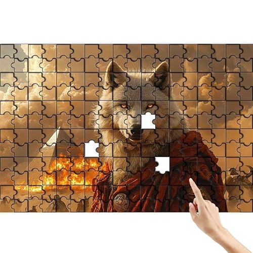 Pyramide Puzzle 90 Teile Erwachsene, Wolf Klassische Puzzles Bastelset Erwachsene, Buntes und Lustiges Lernspiele Set, Herausforderung Spielzeug mit Box für Home Wall Decor, Geschenke für Männer F-0 von Feionnug