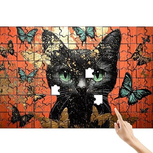 Schmetterling Puzzle 1000 Teile Erwachsene, Katze Klassische Puzzles Bastelset Erwachsene, Buntes Lustiges Lernspiele, Herausforderung Spielzeug mit Box für Home Wall Decor Geschenke für Männer S-5 von Feionnug