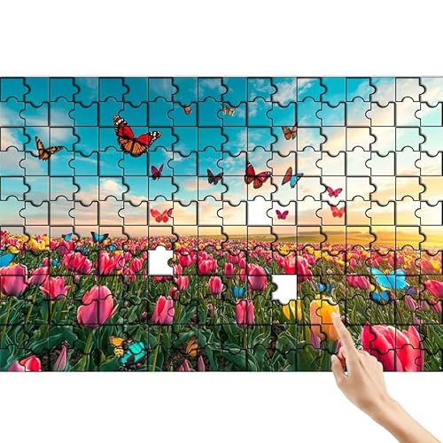 Schmetterling Puzzle 1000 Teile Erwachsene, Tulpe Klassische Puzzles Bastelset Erwachsene, Buntes Lustiges Lernspiele, Herausforderung Spielzeug mit Box für Home Wall Decor Geschenke für Männer J-5 von Feionnug