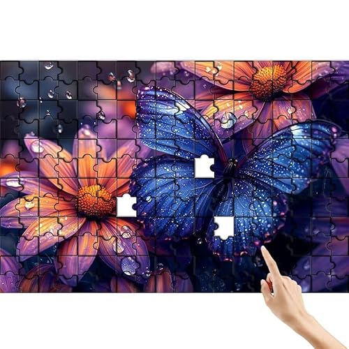 Schmetterling Puzzle 140 Teile Erwachsene, Blume Klassische Puzzles Bastelset Erwachsene, Buntes und Lustiges Lernspiele, Herausforderung Spielzeug mit Box für Home Wall Decor Geschenke für Männer K-5 von Feionnug