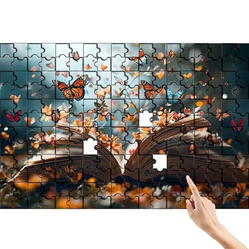 Schmetterling Puzzle 140 Teile Erwachsene, Buch Klassische Puzzles Bastelset Erwachsene, Buntes und Lustiges Lernspiele, Herausforderung Spielzeug mit Box für Home Wall Decor Geschenke für Männer V-6 von Feionnug