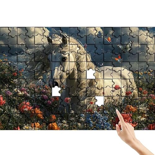 Schmetterling Puzzle 140 Teile Erwachsene, Pferd Klassische Puzzles Bastelset Erwachsene, Buntes und Lustiges Lernspiele, Herausforderung Spielzeug mit Box für Home Wall Decor Geschenke für Männer P-9 von Feionnug