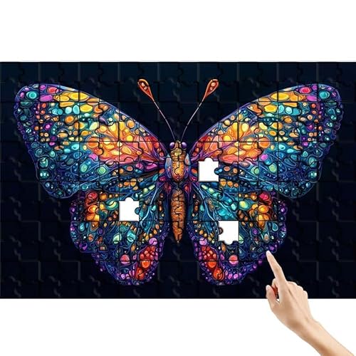 Schmetterling Puzzle 140 Teile Erwachsene, Traum Klassische Puzzles Bastelset Erwachsene, Buntes und Lustiges Lernspiele, Herausforderung Spielzeug mit Box für Home Wall Decor Geschenke für Männer H-8 von Feionnug