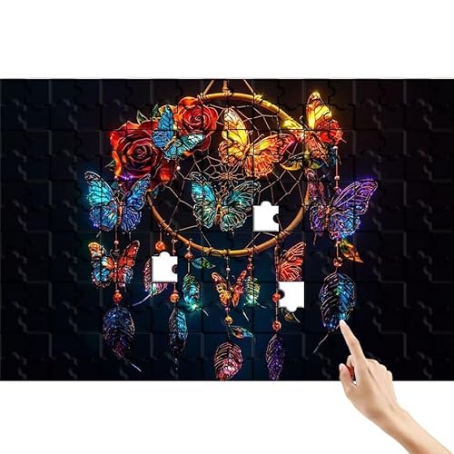 Schmetterling Puzzle 140 Teile Erwachsene, Traumfänger Klassische Puzzles Bastelset Erwachsene, Lustiges Lernspiele Herausforderung Spielzeug mit Box für Home Wall Decor Geschenke für Männer U-8 von Feionnug