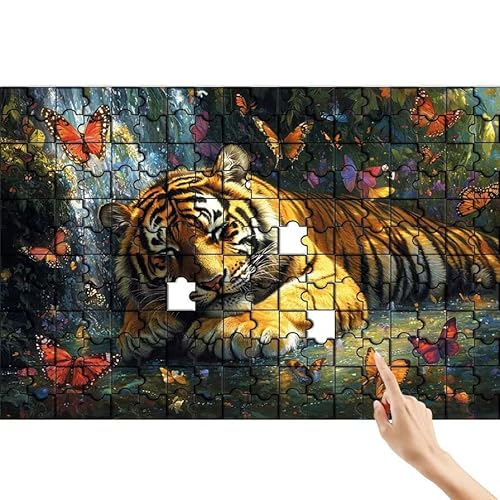 Schmetterling Puzzle 1500 Teile Erwachsene, Tiger Klassische Puzzles Bastelset Erwachsene, Buntes Lustiges Lernspiele, Herausforderung Spielzeug mit Box für Home Wall Decor Geschenke für Männer B-8 von Feionnug