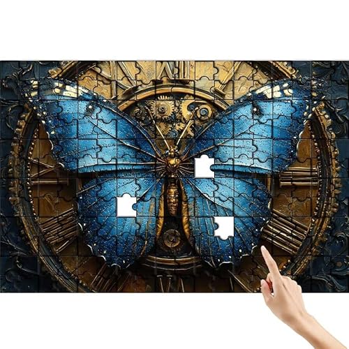 Schmetterling Puzzle 300 Teile Erwachsene, Uhr Klassische Puzzles Bastelset Erwachsene, Buntes und Lustiges Lernspiele, Herausforderung Spielzeug mit Box für Home Wall Decor Geschenke für Männer L-1 von Feionnug