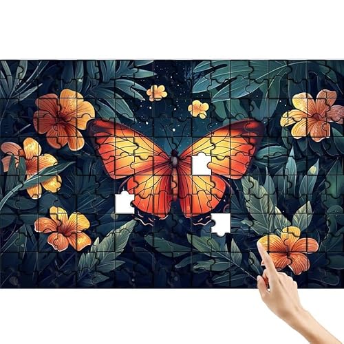 Schmetterling Puzzle 36 Teile Erwachsene, Blume Klassische Puzzles Bastelset Erwachsene, Buntes und Lustiges Lernspiele, Herausforderung Spielzeug mit Box für Home Wall Decor Geschenke für Männer G-1 von Feionnug