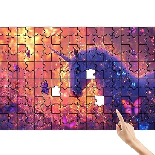 Schmetterling Puzzle 90 Teile Erwachsene, Einhorn Klassische Puzzles Bastelset Erwachsene, Buntes Lustiges Lernspiele, Herausforderung Spielzeug mit Box für Home Wall Decor Geschenke für Männer D-1 von Feionnug