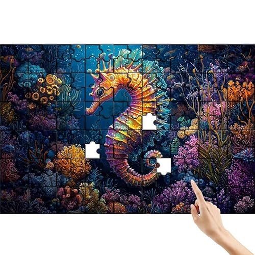 Seepferdchen Puzzle 500 Teile Erwachsene, Anlage Klassische Puzzles Bastelset Erwachsene, Buntes und Lustiges Lernspiele, Herausforderung Spielzeug mit Box für Home Wall Decor Geschenke für Männer A-3 von Feionnug