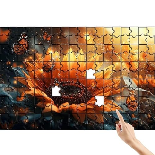 Sonnenblume Puzzle 1000 Teile Erwachsene, Schmetterling Klassische Puzzles Bastelset Erwachsene, Lustiges Lernspiele Herausforderung Spielzeug mit Box für Home Wall Decor Geschenke für Männer I-2 von Feionnug