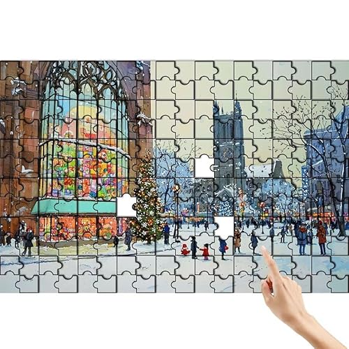 Stadt Puzzle 1000 Teile Erwachsene, Winter Klassische Puzzles Bastelset Erwachsene, Buntes und Lustiges Lernspiele Set, Herausforderung Spielzeug mit Box für Home Wall Decor, Geschenke für Männer I-4 von Feionnug