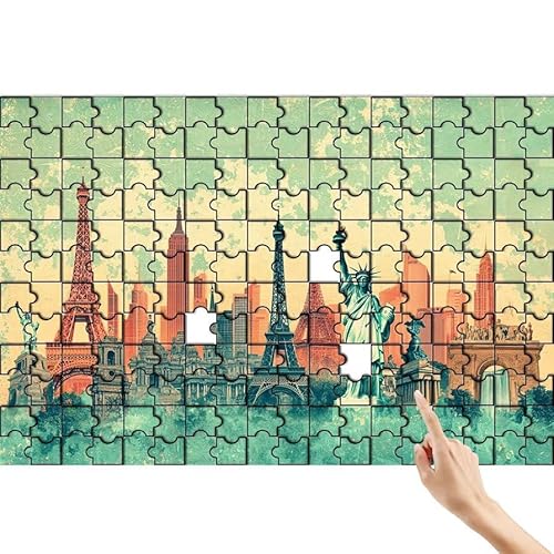 Stadt Puzzle 300 Teile Erwachsene, Retro Klassische Puzzles Bastelset Erwachsene, Buntes und Lustiges Lernspiele Set, Herausforderung Spielzeug mit Box für Home Wall Decor, Geschenke für Männer I-1 von Feionnug