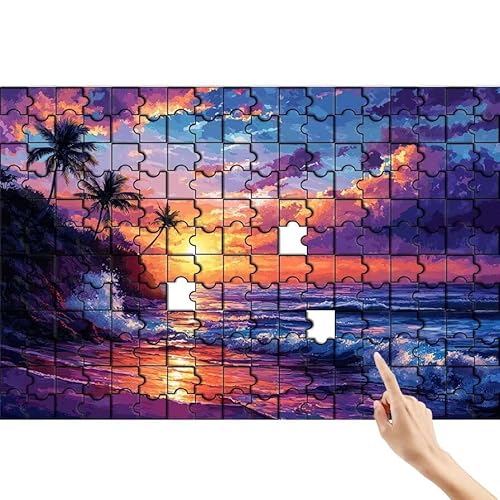 Strand Puzzle 36 Teile Erwachsene, Sonnenuntergang Klassische Puzzles Bastelset Erwachsene, Buntes Lustiges Lernspiele, Herausforderung Spielzeug mit Box für Home Wall Decor Geschenke für Männer E-6 von Feionnug