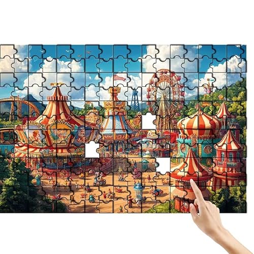 Vergnügungspark Puzzle 90 Teile Erwachsene, Traum Klassische Puzzles Bastelset Erwachsene, Buntes Lustiges Lernspiele, Herausforderung Spielzeug mit Box für Home Wall Decor Geschenke für Männer O-9 von Feionnug